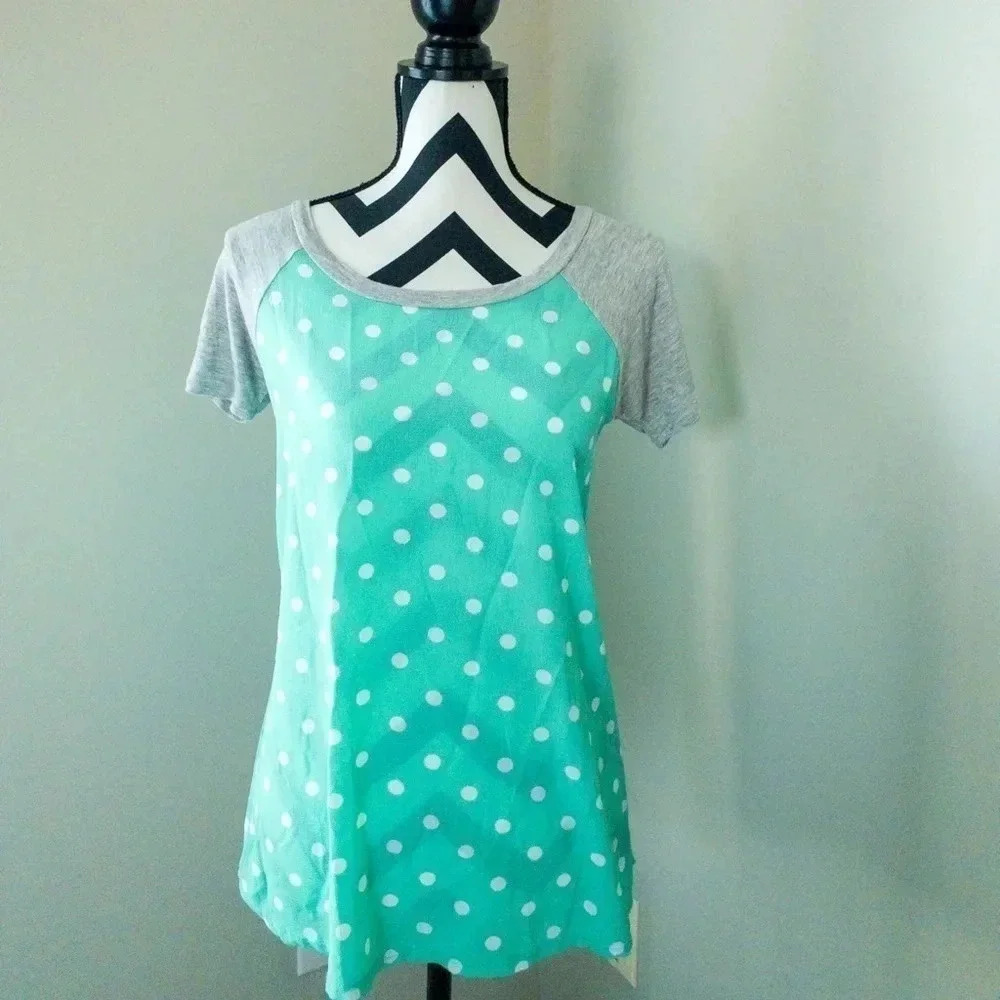 Brenda's Teal‎ Polka Dot Shirt Small - Picture 2 of 3